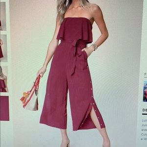 Lulus Lanah Burgundy Strapless Jumpsuit